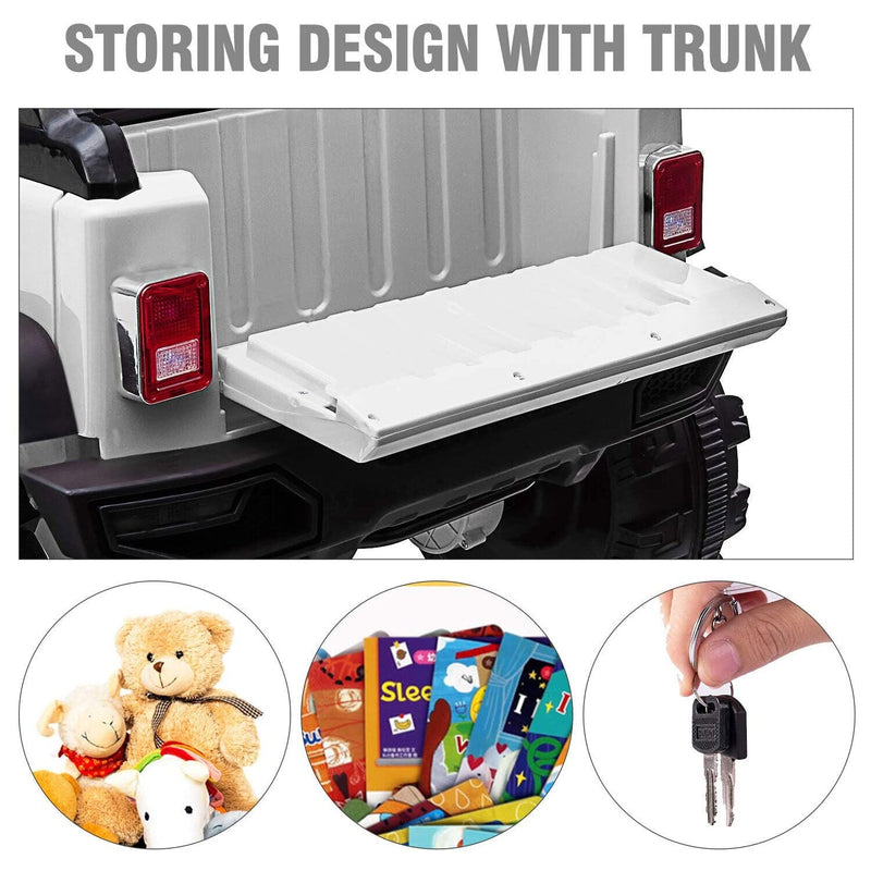 TOBBI 12V 2-Speed Battery Powered Jeep Wrangler Ride On Toy - White (Open Box)