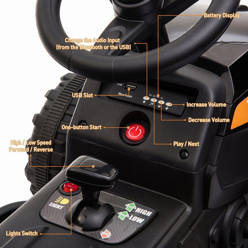 12V Battery-Powered Ride-On Tractor Toy with Trailer and 35W Dual Motor