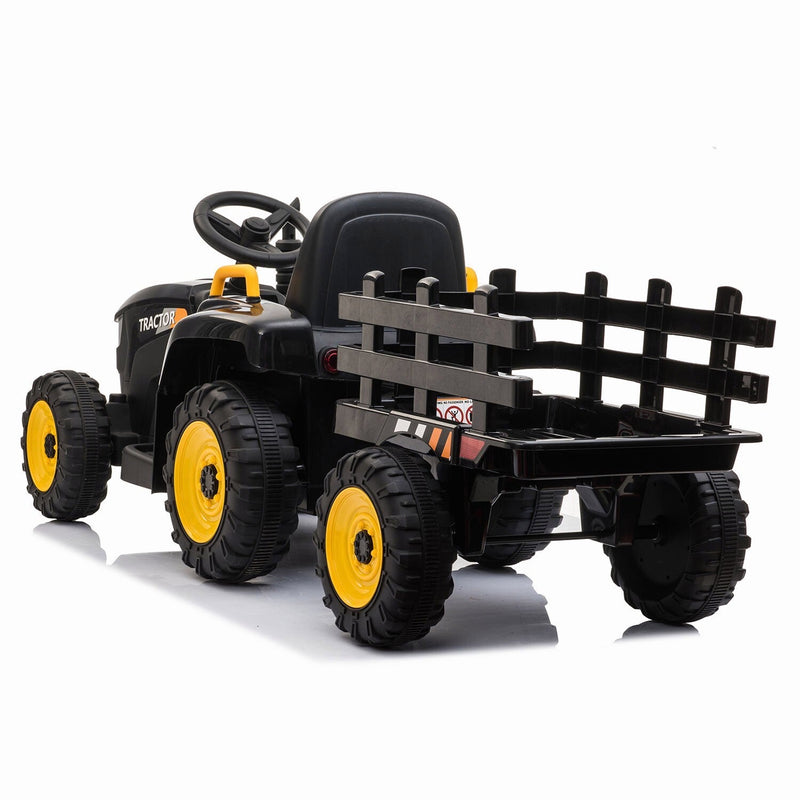 12V Battery-Powered Ride-On Tractor Toy with Trailer and 35W Dual Motor