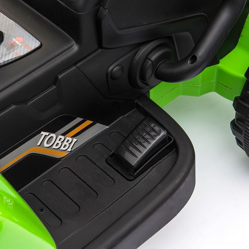 TOBBI 12V Battery-Powered Toy Tractor with Trailer for Kids' Electric Ride-On Fun