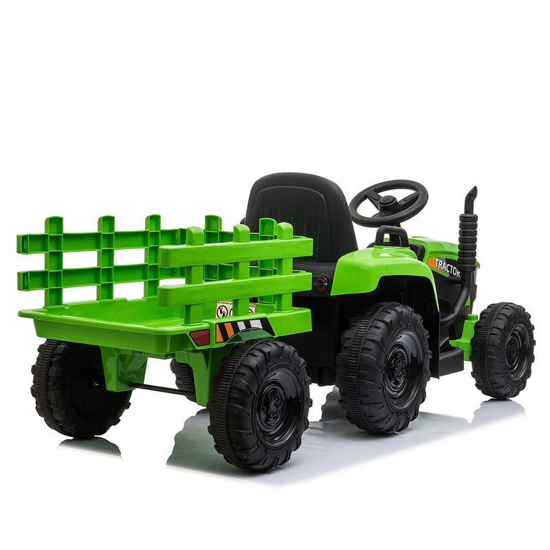TOBBI 12V Battery-Powered Tractor Ride-On with Trailer for Kids - Electric Vehicle Fun!