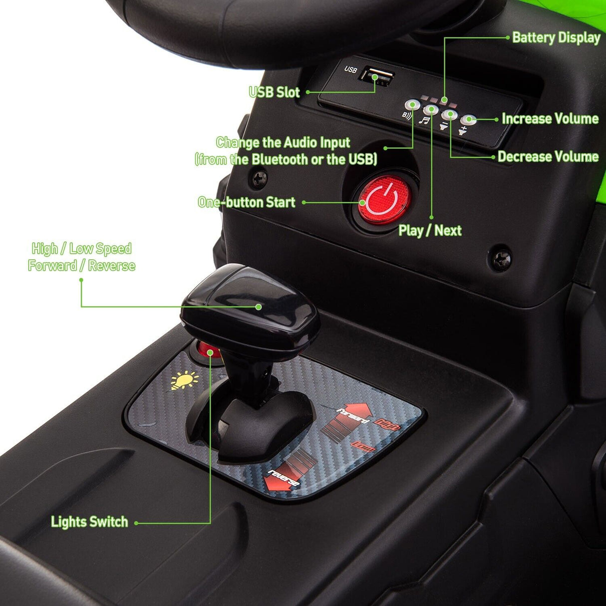 TOBBI 12V Battery-Powered Tractor Ride-On with Trailer for Kids - Electric Vehicle Fun!