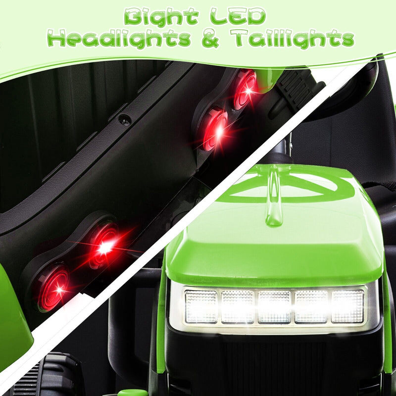 TOBBI 12V Battery-Powered Tractor Ride-On with Trailer for Kids - Electric Vehicle Fun!