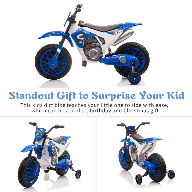 TOBBI 12V Electric Dirt Bike for Kids - Powered Motorbike with Realistic Design