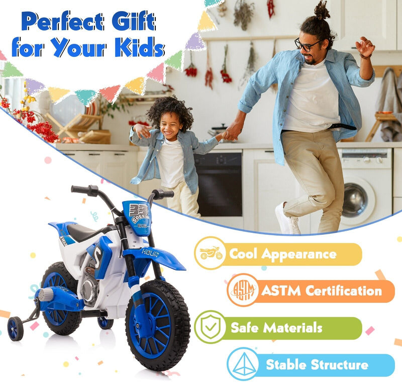 TOBBI 12V Electric Dirt Bike for Kids - Powered Motorbike with Realistic Design