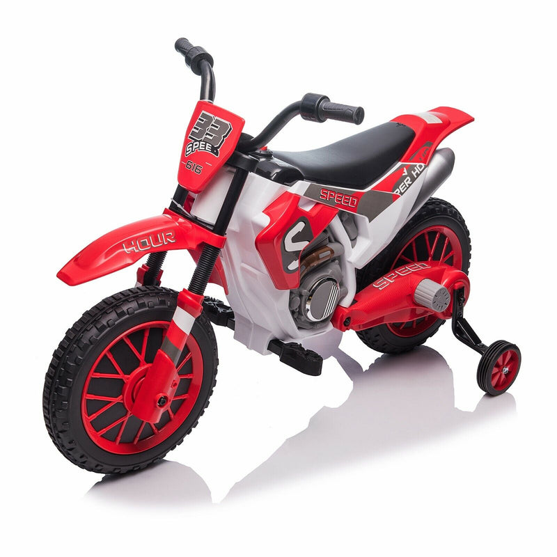 TOBBI 12V Electric Dirt Bike for Kids with Training Wheels - Realistic Motorbike Experience