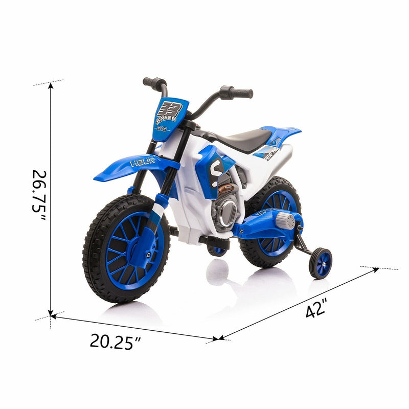 TOBBI 12V Electric Dirt Bike for Kids with Training Wheels - Realistic Motorbike Experience