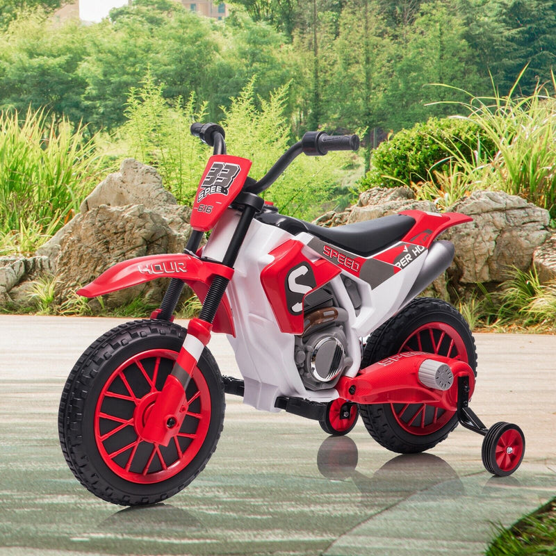 TOBBI 12V Electric Dirt Bike for Kids with Training Wheels - Realistic Motorbike Experience