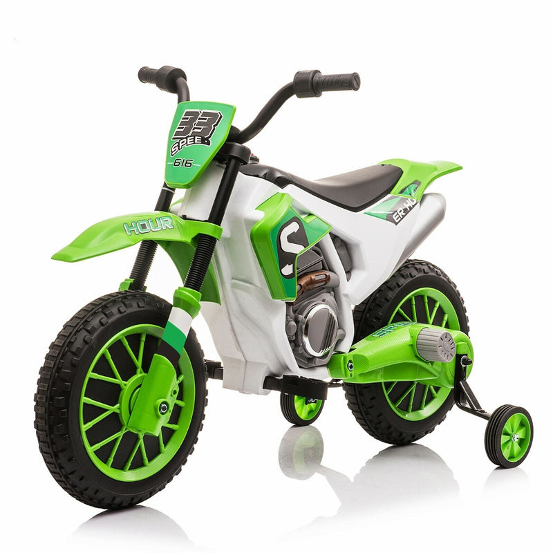 TOBBI 12V Electric Dirt Bike for Kids with Training Wheels - Realistic Motorbike Experience
