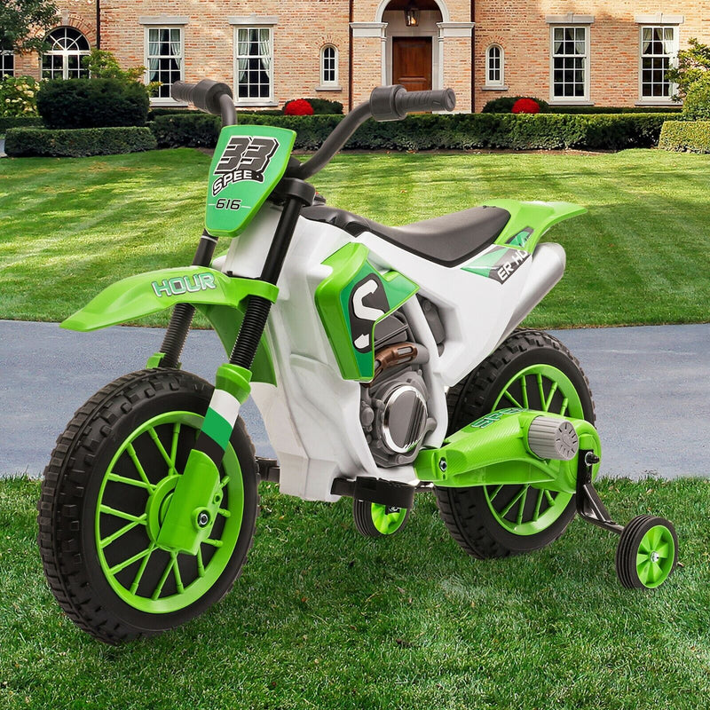 TOBBI 12V Electric Dirt Bike for Kids with Training Wheels - Realistic Motorbike Experience