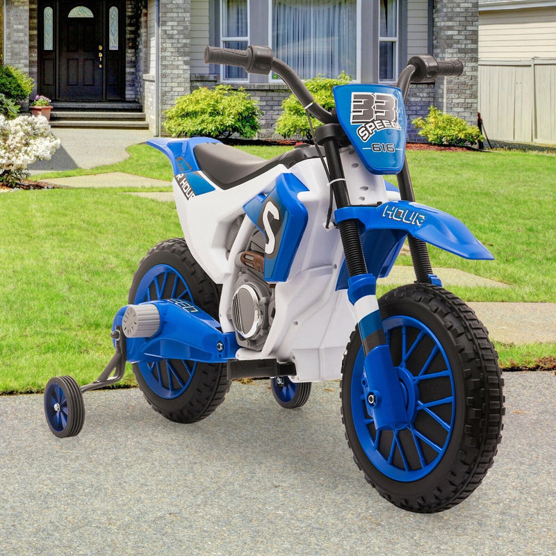 Electric Dirt Bike for Kids with Training Wheels - 12V Off-Road Ride-On Toy