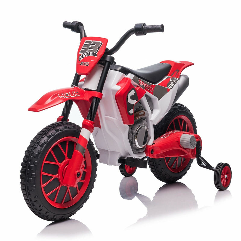 Electric Dirt Bike for Kids with Training Wheels - 12V Off-Road Ride-On Toy