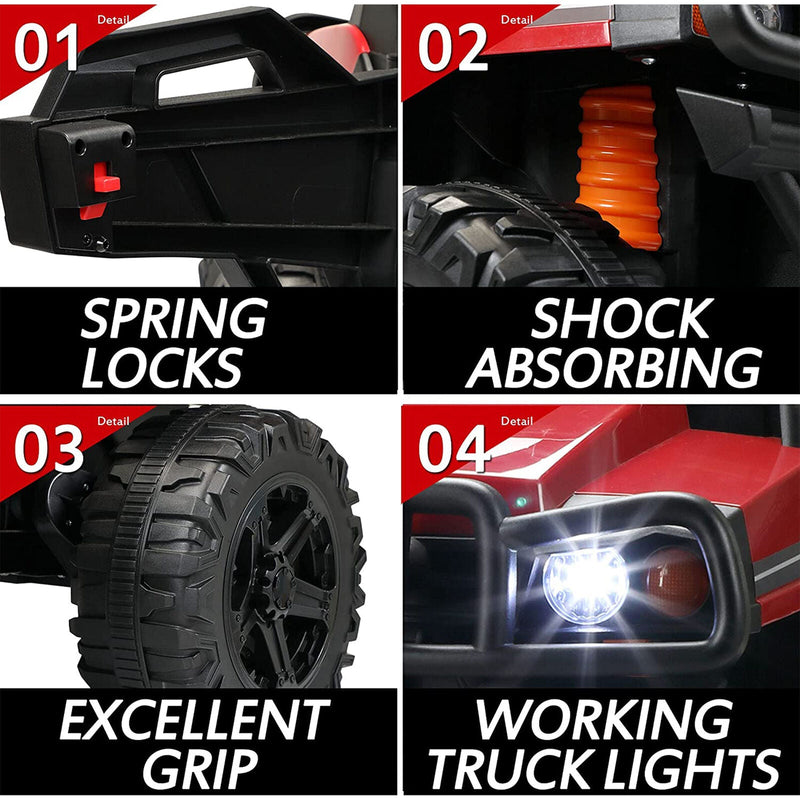 TOBBI 12V Electric Farm Truck Ride On with Trailer - Red