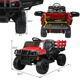 TOBBI 12V Electric Farm Truck Ride On with Trailer - Red