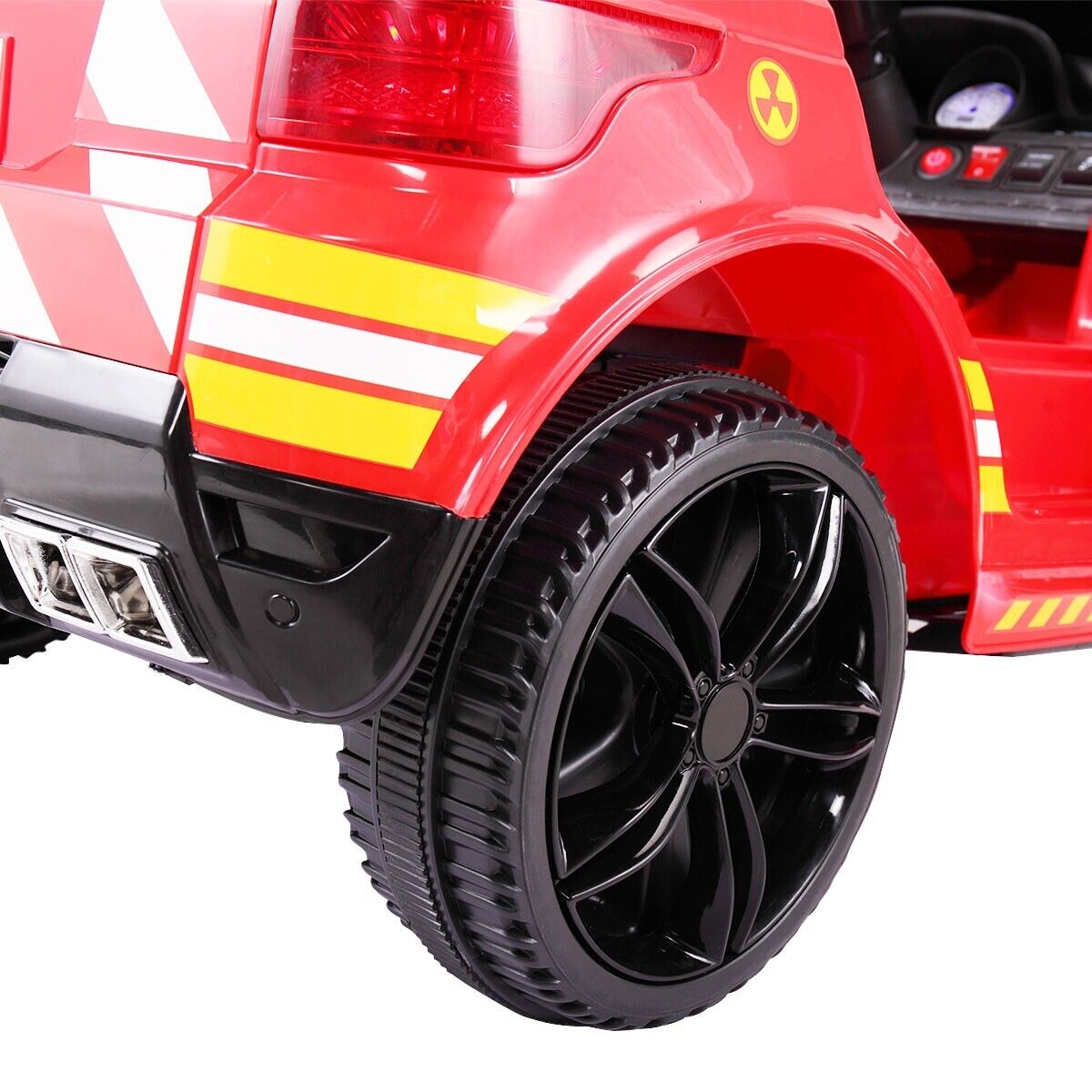 TOBBI 12V Electric Fire Truck Ride On Car for Kids with Remote Control and Real Megaphone