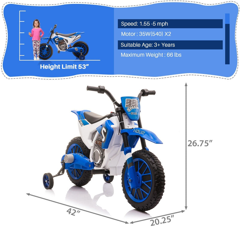 TOBBI 12V Electric Kids Dirt Bike - Off-road Motorbike for Endless Fun!