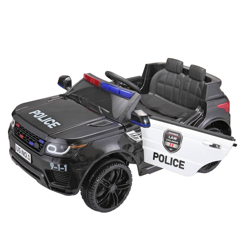 TOBBI 12V Electric Kids Police Car with Remote Control and Real Megaphone