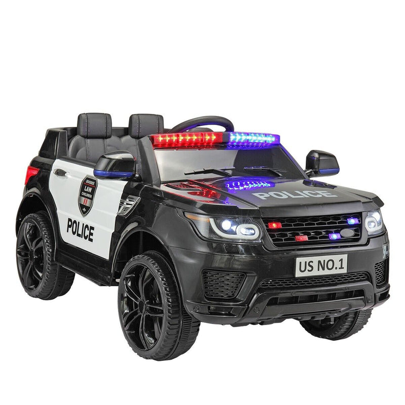 TOBBI 12V Electric Kids Police Car with Remote Control and Real Megaphone