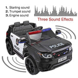 TOBBI 12V Electric Kids Police Car with Remote Control and Real Megaphone