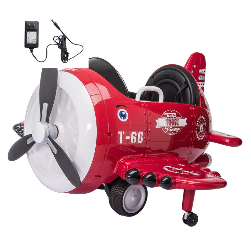 12V Electric Kids Ride-On Airplane Car with Joystick Control for Ages 3-6