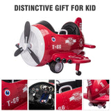 12V Electric Kids Ride-On Airplane Car with Joystick Control for Ages 3-6
