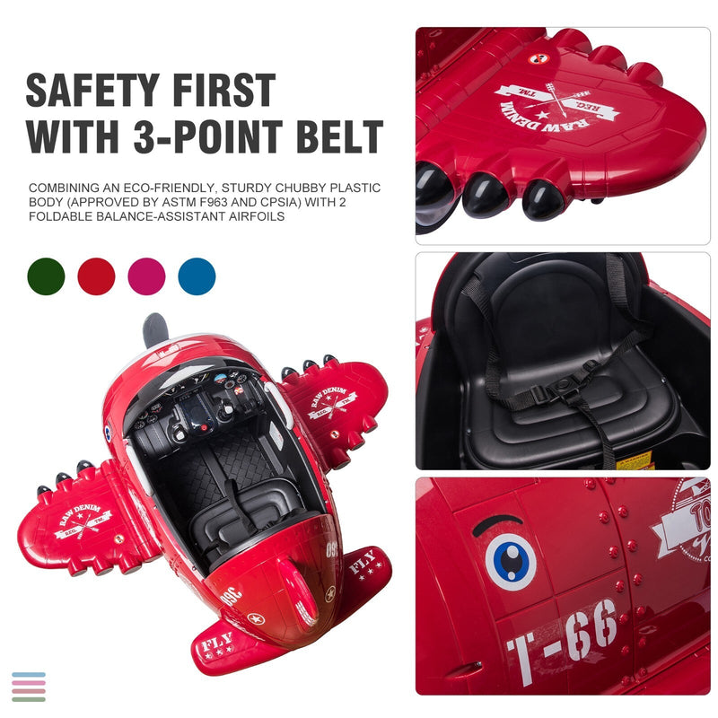 12V Electric Kids Ride-On Airplane Car with Joystick Control for Ages 3-6