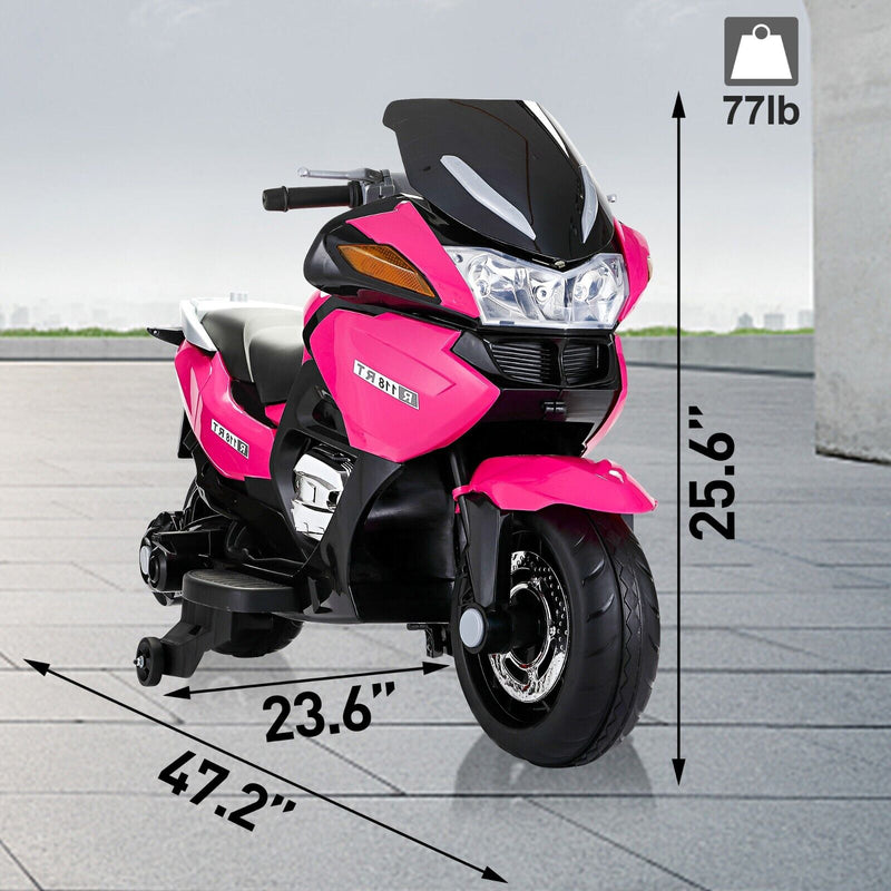 TOBBI 12V Electric Kids Ride-On Motorcycle with Training Wheels