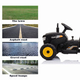 TOBBI 12V Electric Kids Ride On Tractor with Trailer and Lights
