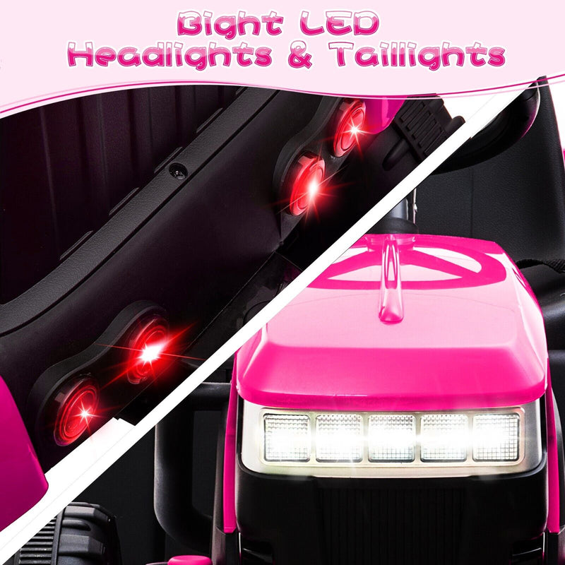 TOBBI 12V Electric Kids Tractor with Trailer - Battery Powered Ride-On Toy for Children