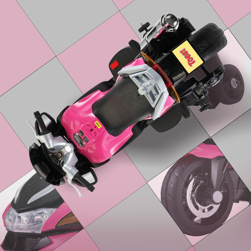 TOBBI 12V Electric Motorcycle for Kids with Training Wheels - Battery Powered Ride-On Toy