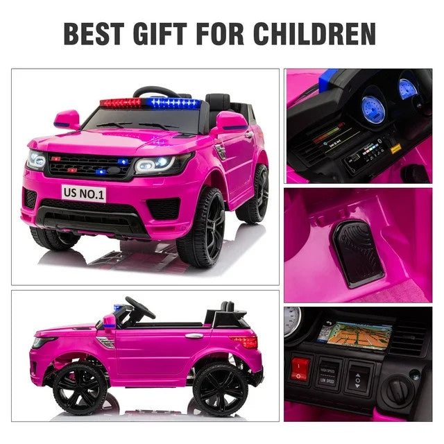 12V Battery-Powered Electric Police SUV Toy Car with Remote Control