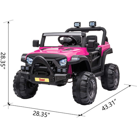 TOBBI 12V Electric Remote Control Kids Ride On Truck in Rose Red