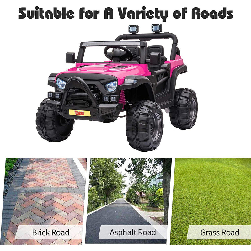 TOBBI 12V Electric Remote Control Kids Ride On Truck in Rose Red