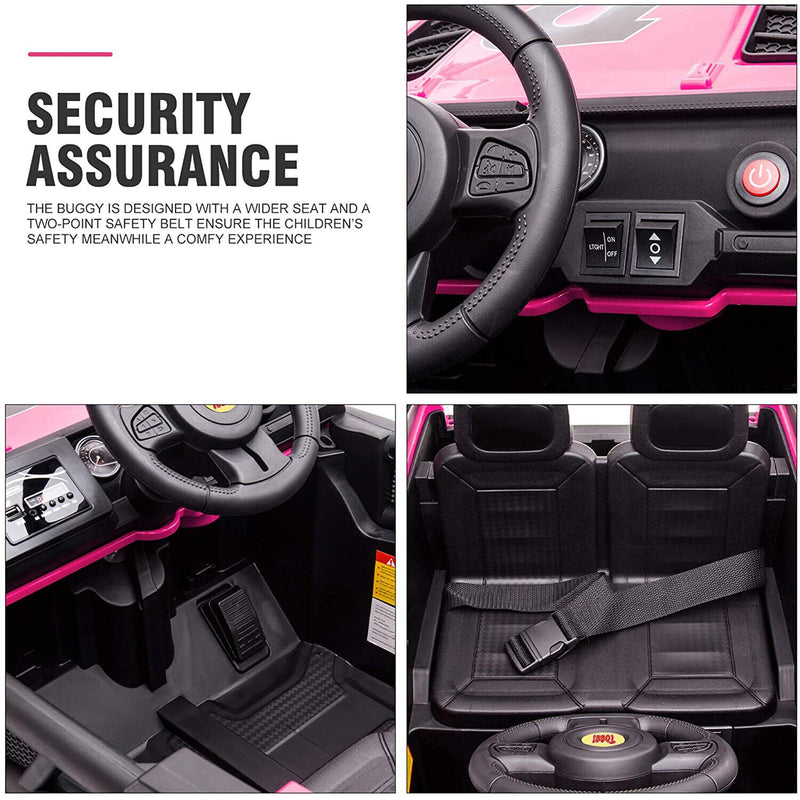 TOBBI 12V Electric Remote Control Kids Ride On Truck in Rose Red