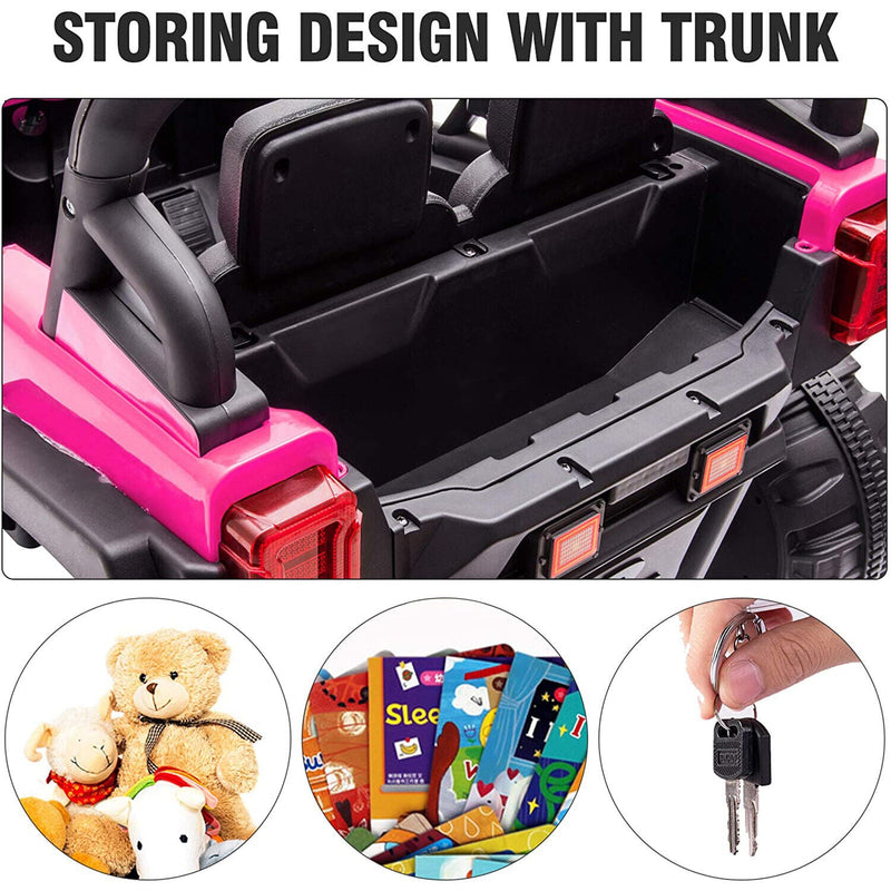 TOBBI 12V Electric Remote Control Kids Ride On Truck in Rose Red