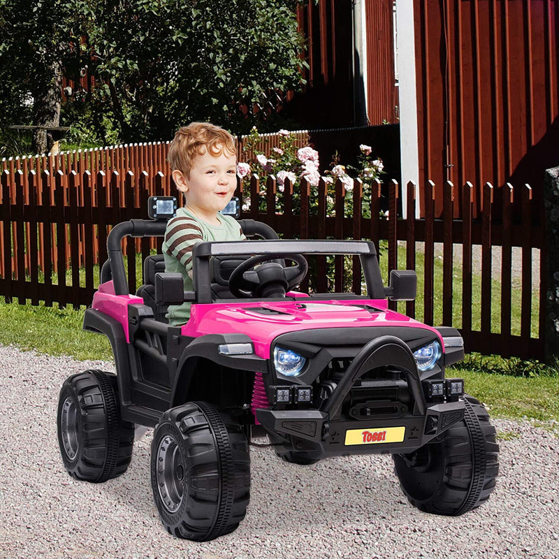 TOBBI 12V Electric Remote Control Kids Ride On Truck in Rose Red