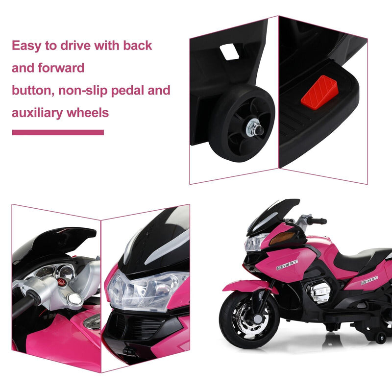 TOBBI 12V Electric Ride-On Motorcycle for Kids with Training Wheels