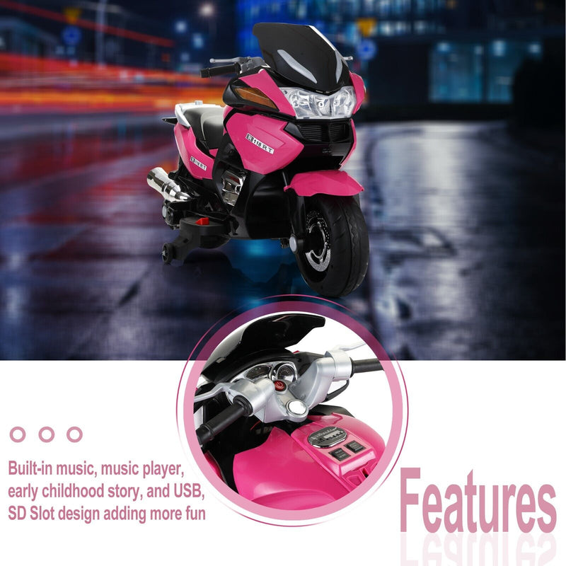 TOBBI 12V Electric Ride-On Motorcycle for Kids with Training Wheels