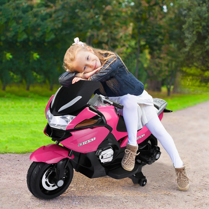 TOBBI 12V Electric Ride-On Motorcycle for Kids with Training Wheels