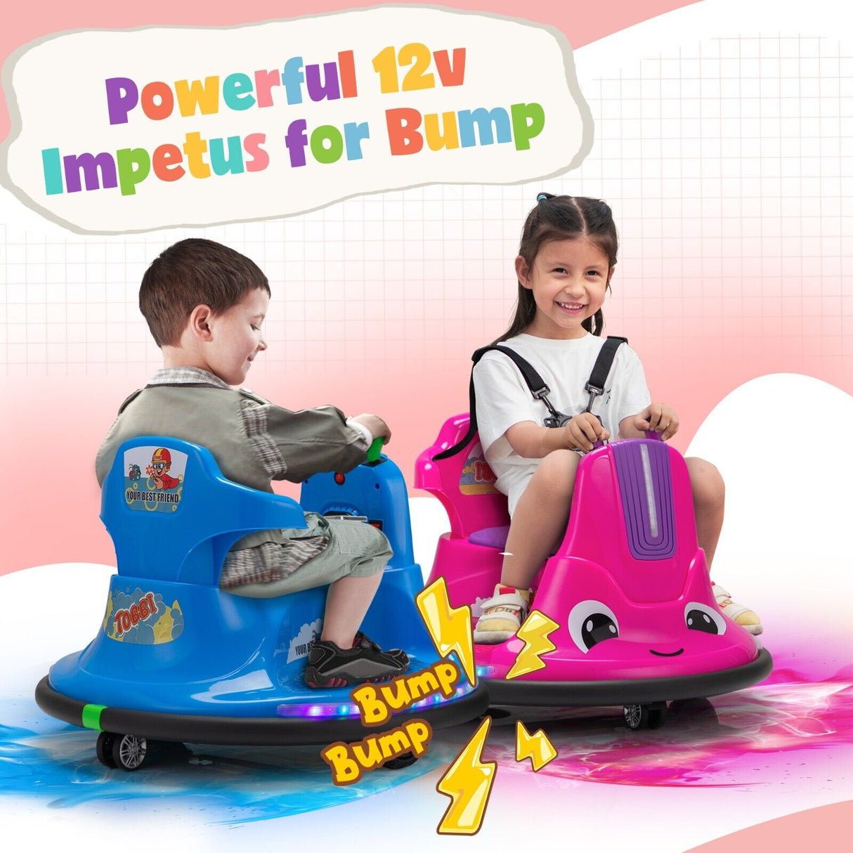 TOBBI 360° Degree Electric Snail Ride-On Toy for Toddlers - 12v Bumper Car in Fun Shape