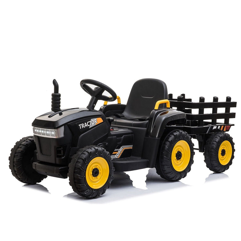 TOBBI 12V Electric Tractor Ride-On Car with Trailer for Kids - Battery Powered Toy Vehicle