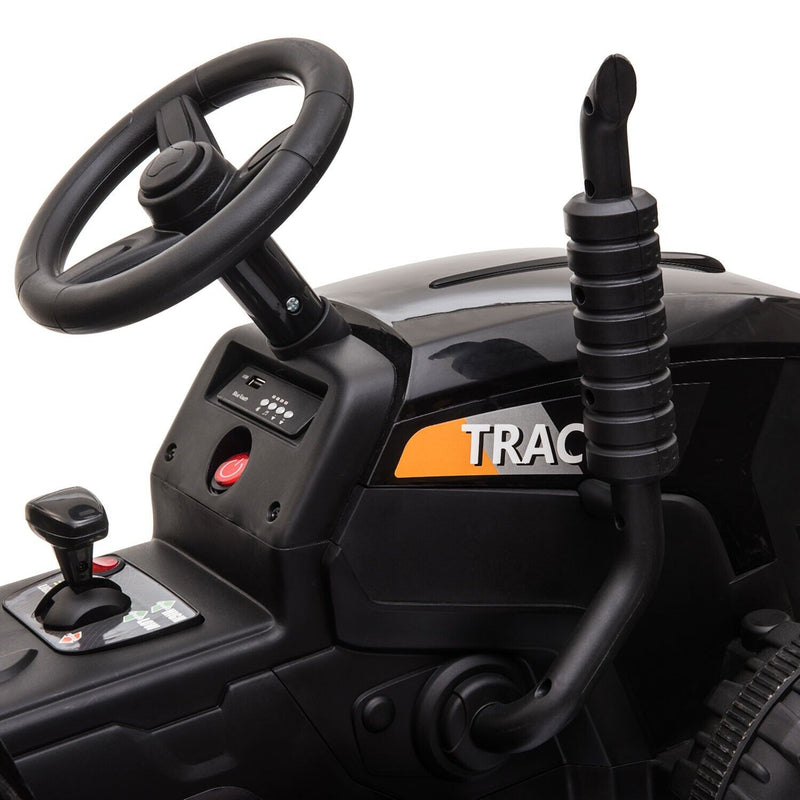 TOBBI 12V Electric Tractor Ride-On Toy with Trailer for Kids - Battery Powered Vehicle
