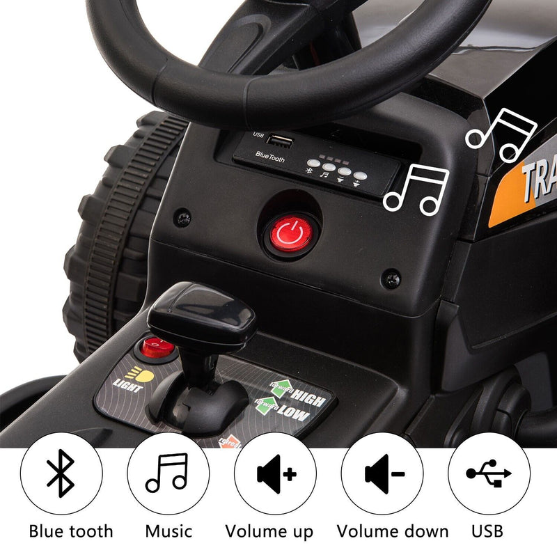 TOBBI 12V Electric Tractor Ride-On Toy with Trailer for Kids - Battery Powered Vehicle