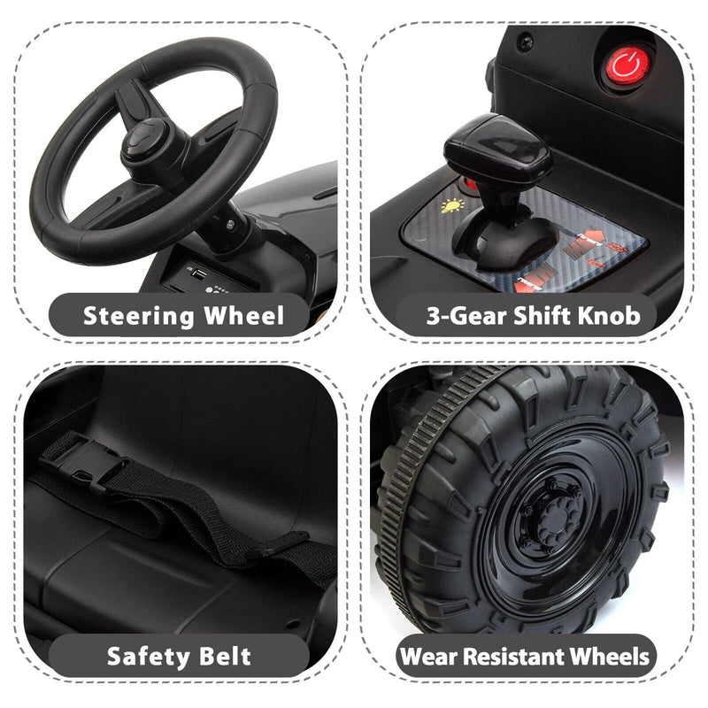 TOBBI 12V Electric Tractor Ride-On Toy with Trailer for Kids - Battery Powered Vehicle