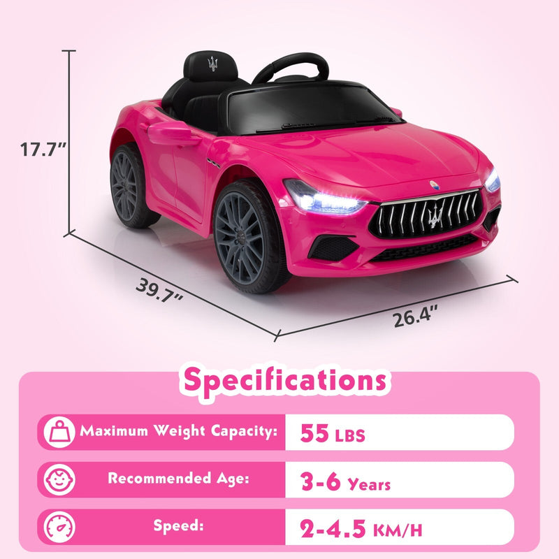 12V Electric Ride-On Car for Kids Licensed Maserati Ghibli with Remote Control