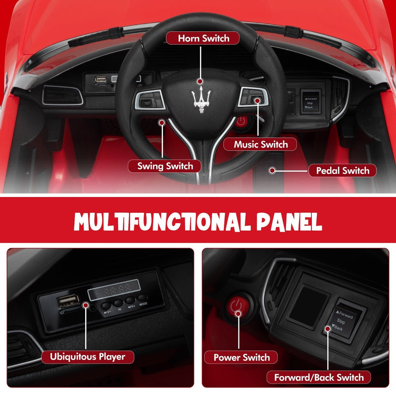 12V Licensed Maserati Ghibli Electric Ride-On Car Toy for Kids Boys and Girls