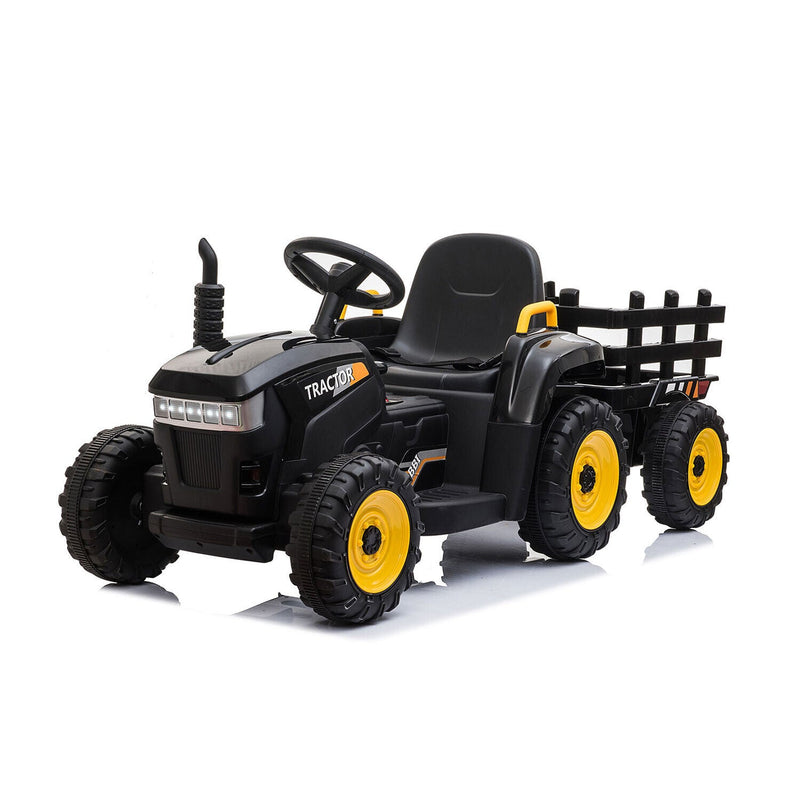 TOBBI 12V Kids Battery-Powered Ride On Tractor Toy in Black (Open Box)