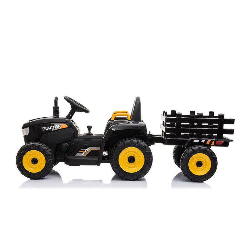 TOBBI 12V Kids Battery-Powered Ride On Tractor Toy in Black (Open Box)