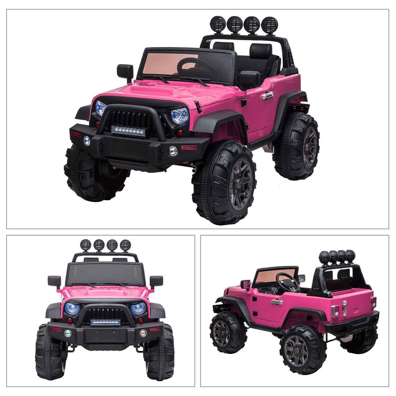 TOBBI 12V Kids Electric 2 Speed Jeep Wrangler Ride On Toy - Pink
