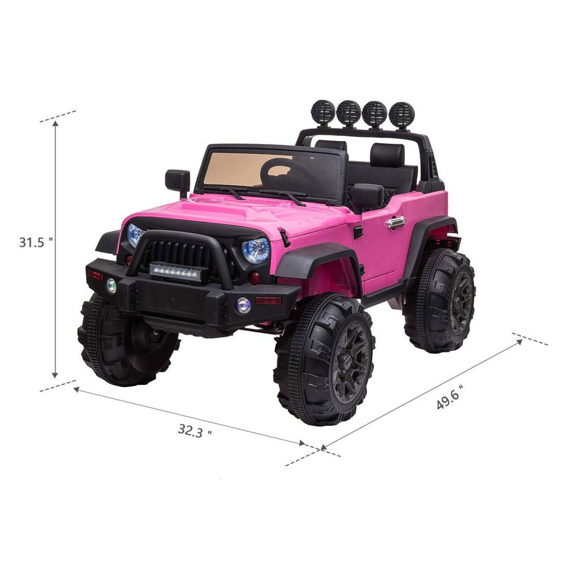 TOBBI 12V Kids Electric 2 Speed Jeep Wrangler Ride On Toy - Pink